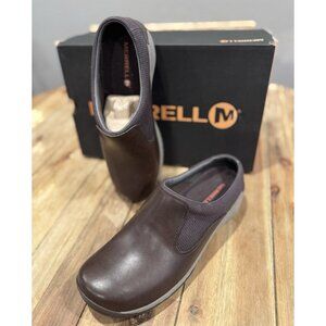 Merrell Encore Q2 Slides Womens 9 Brown Leather Slip On Clog Mule Shoes Espresso